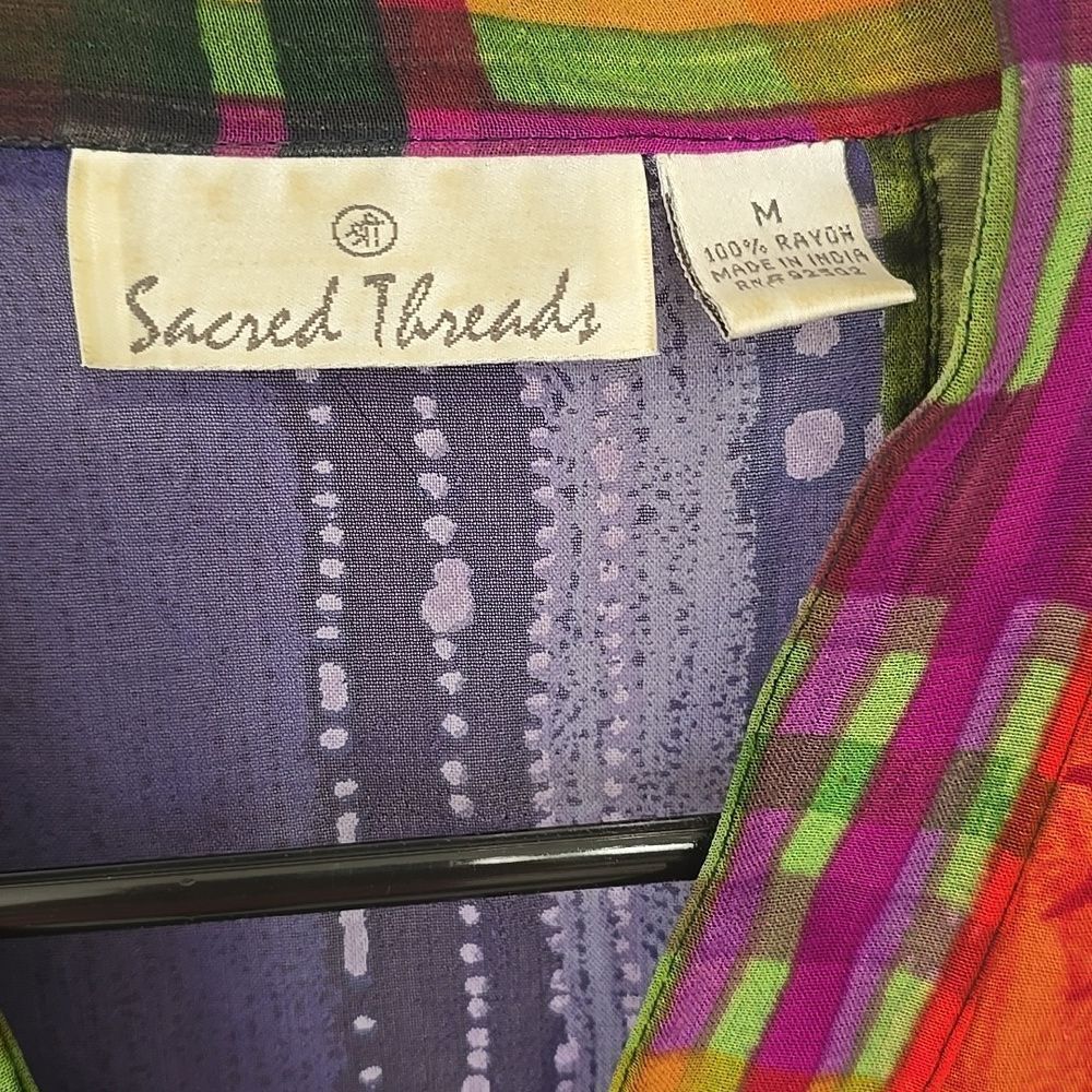 Sacred Threads PATCH PATTERN BLOUSE Size M - image 2